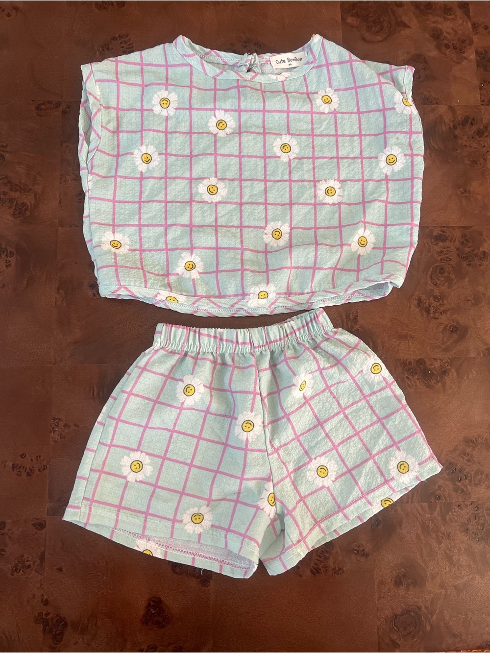 Carter's Girls Mint & Pink Daisy Grid Matching Set
